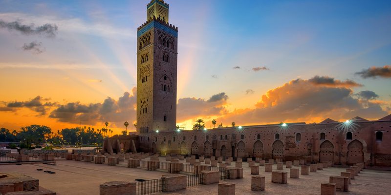 Koutoubia mosque in Marrakech at sunrise, Morocco